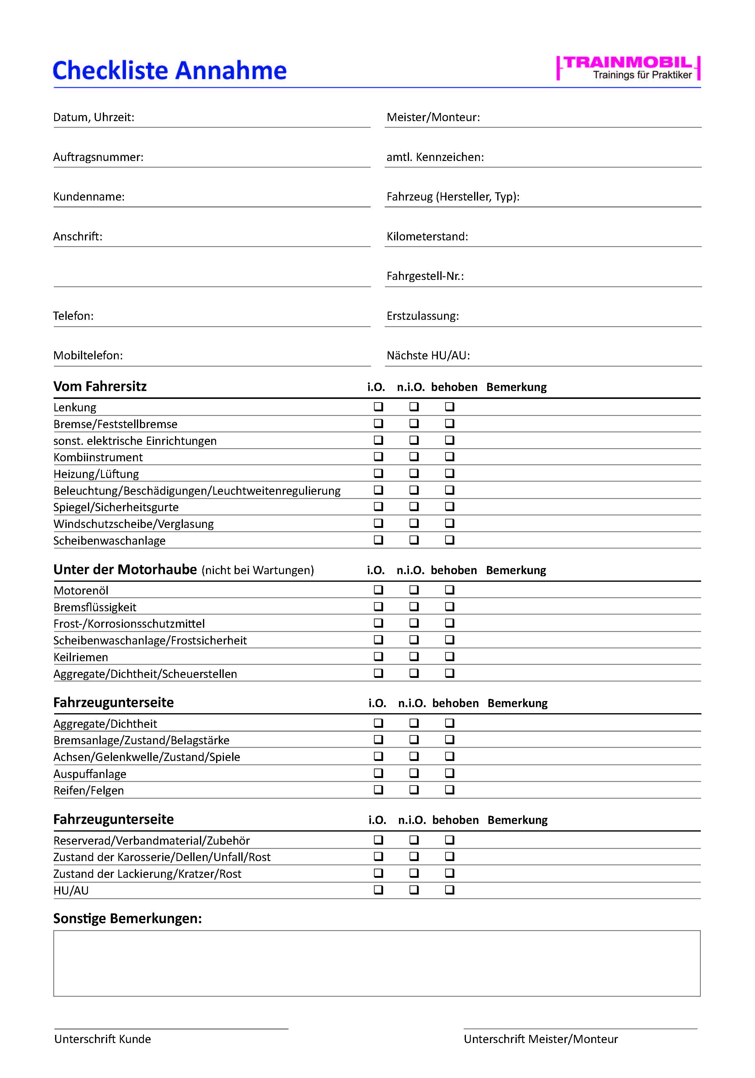 Checkliste Fahrzeugannahme | Checklisten | Werkstattwissen | Trainmobil ...